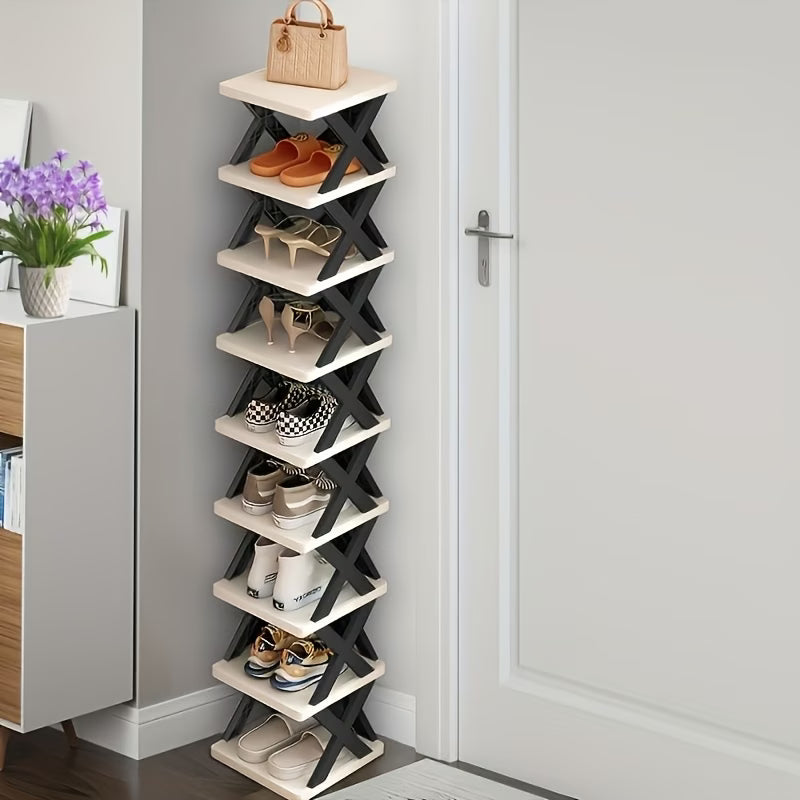 Saving Corner Shoe Rack Organizer - Tall Narrow 9-Tier