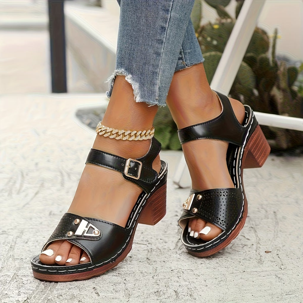 Women'S Light Blue Chunky Heel Sandals 