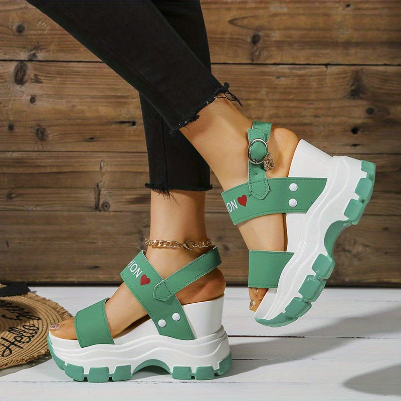 Women's Wedge Heeled Sandals, Platform Open Toe