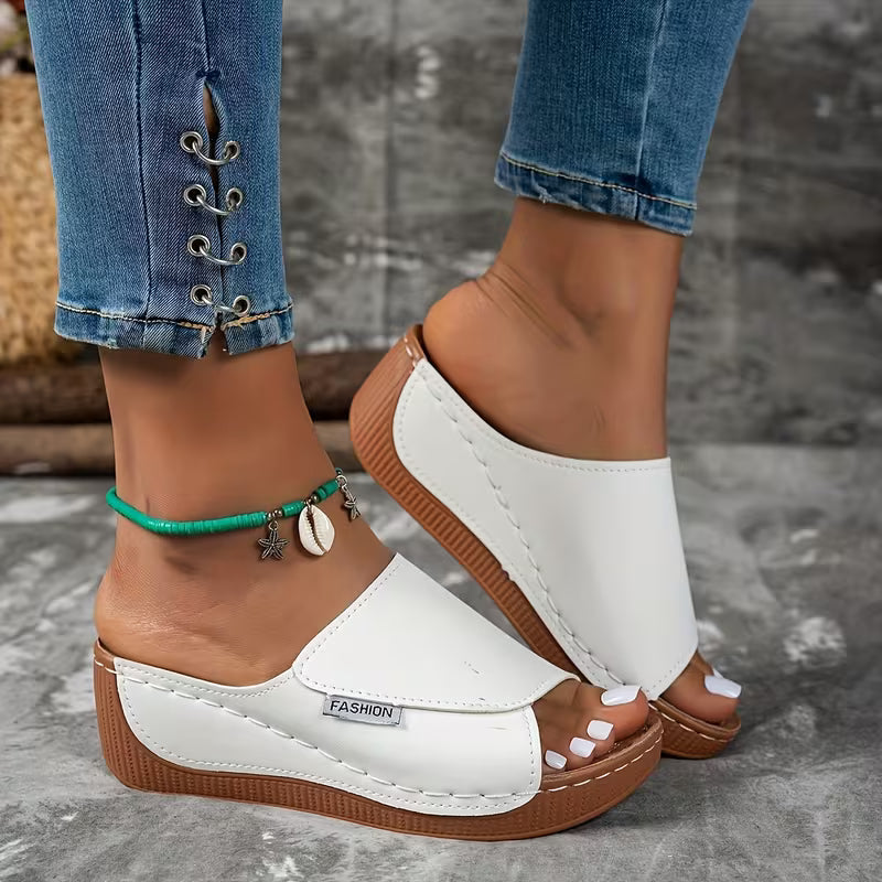 Summer Casual Thick Platform Heel, Comfortable Synthetic