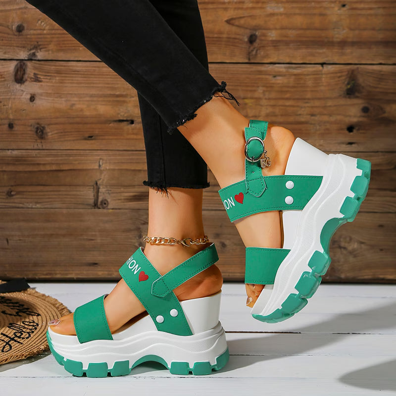 Women's Wedge Heeled Sandals, Platform Open Toe