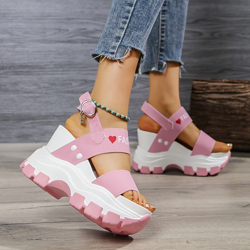 Women's Wedge Heeled Sandals, Platform Open Toe