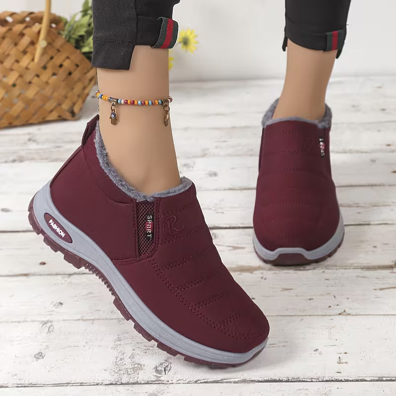 Women's Solid Color Fluffy Boots – Warm &amp; Cozy Winter Ankle Boots