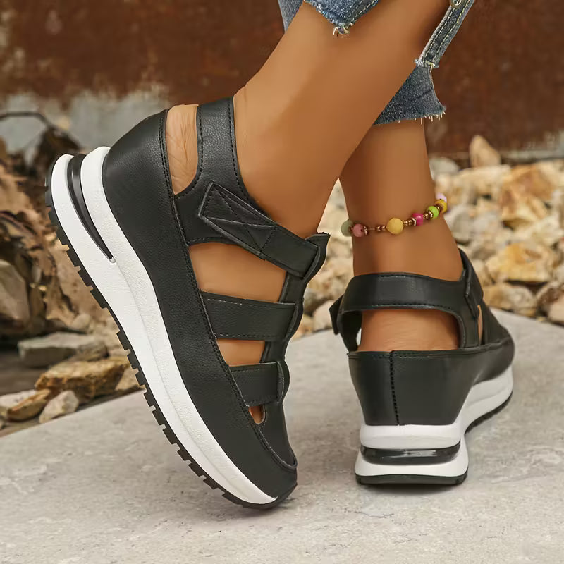 A Pair of Women's Wedge Sandals with Hidden Height Increase