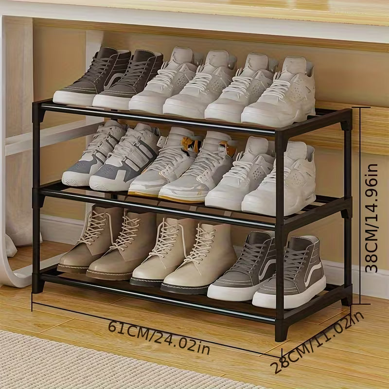 Multi-Tier Metal Shoe Rack, Space-Saving Under-Bed