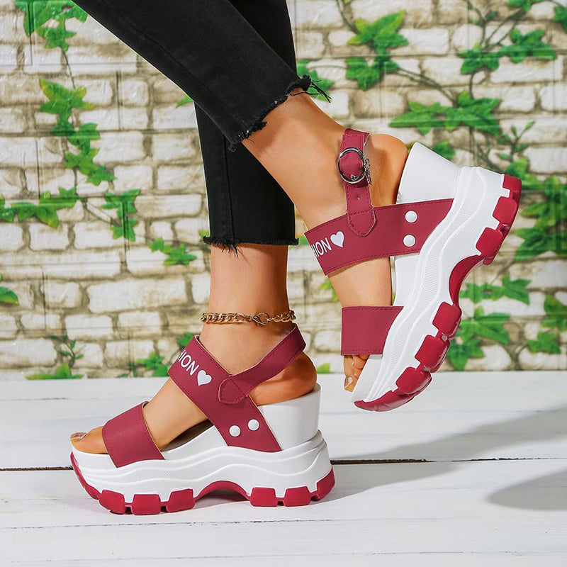 Women's Wedge Heeled Sandals, Platform Open Toe