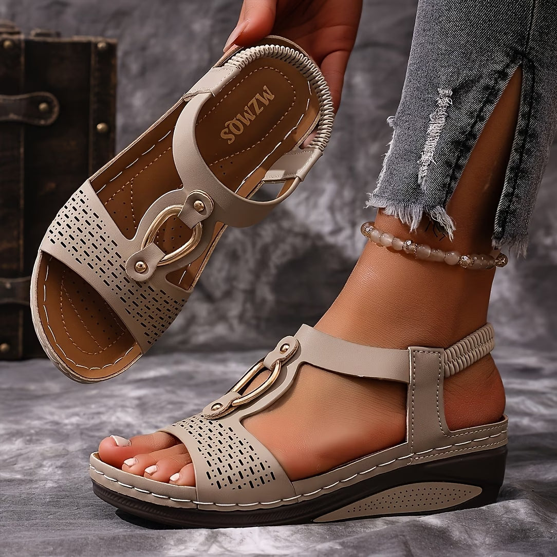 Women's Slip-On Platform Sandals with Thick Wedge