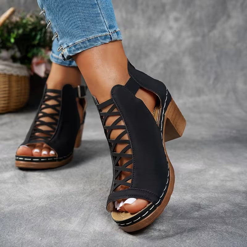 Women'S Summer Black Classic Fashion Wedge Sandals