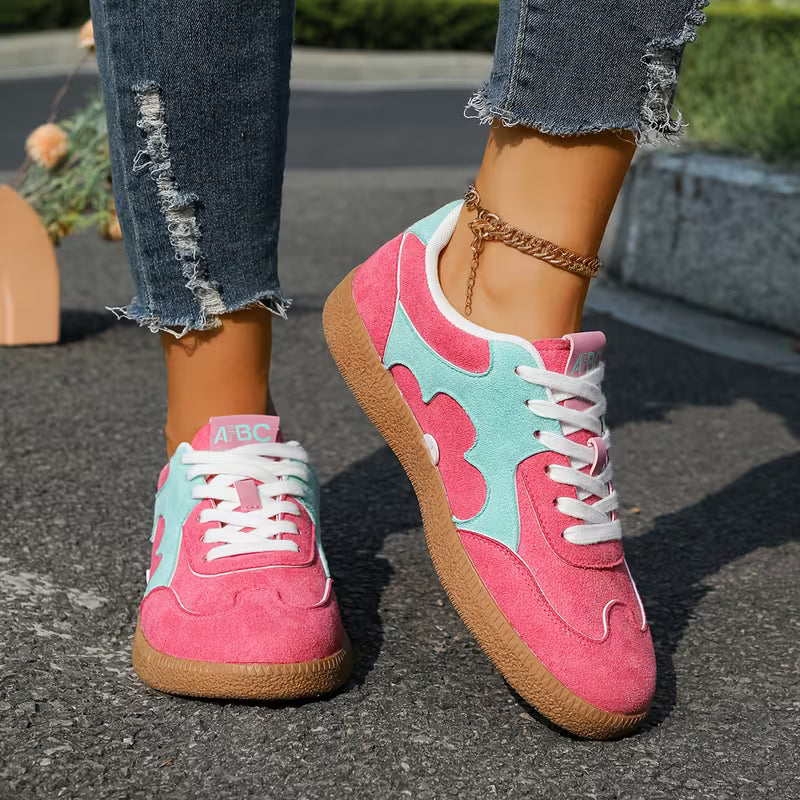 Women's Pink &amp; Mint Green Colorblock Casual Sneakers