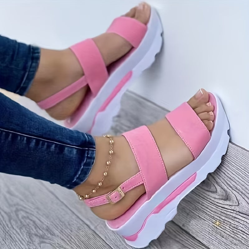 Women's Solid Color Platform Sandals, Summer