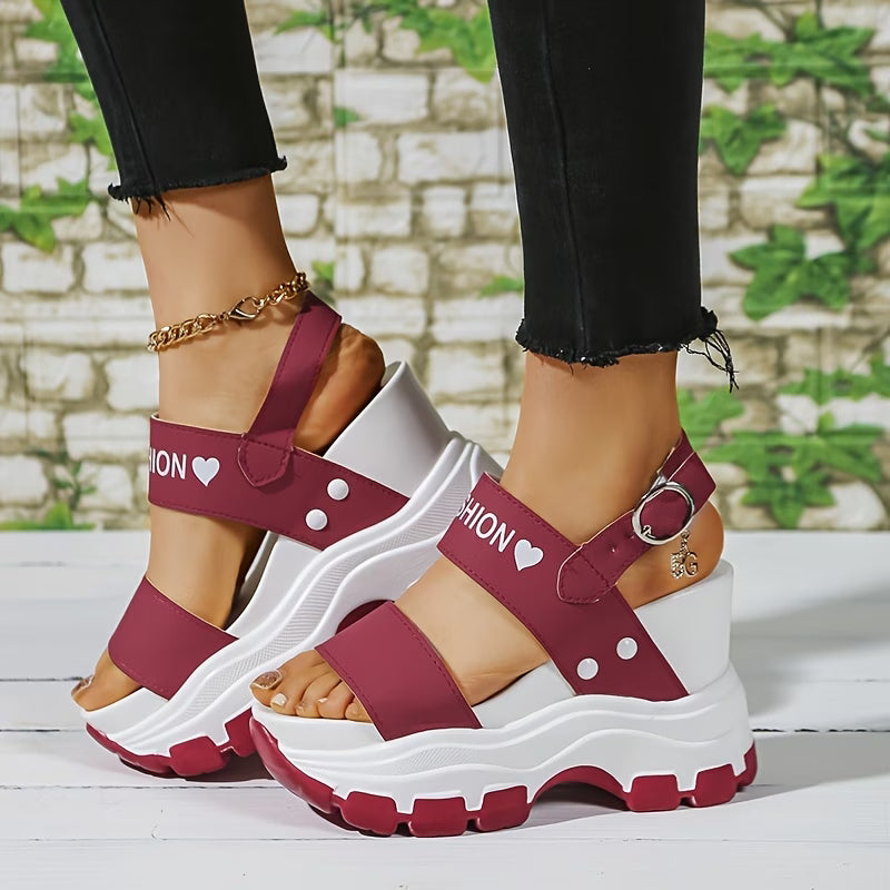 Women's Wedge Heeled Sandals, Platform Open Toe