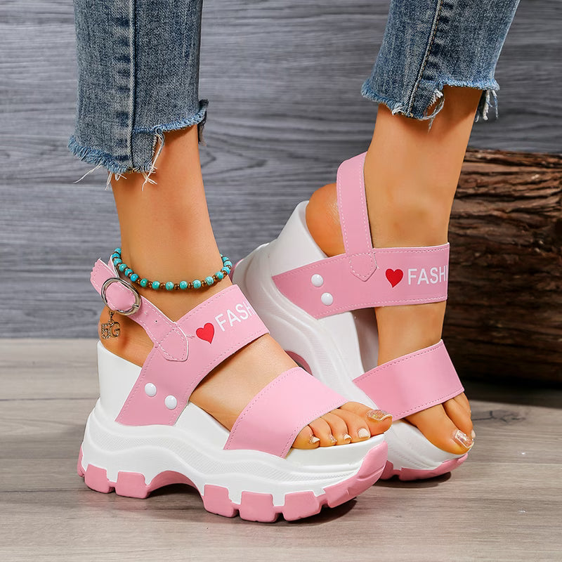 Women's Wedge Heeled Sandals, Platform Open Toe