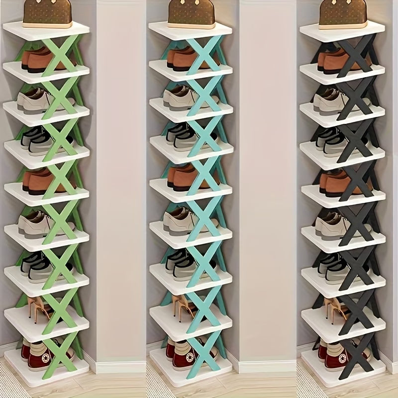 Saving Corner Shoe Rack Organizer Tall Narrow 9-Tier