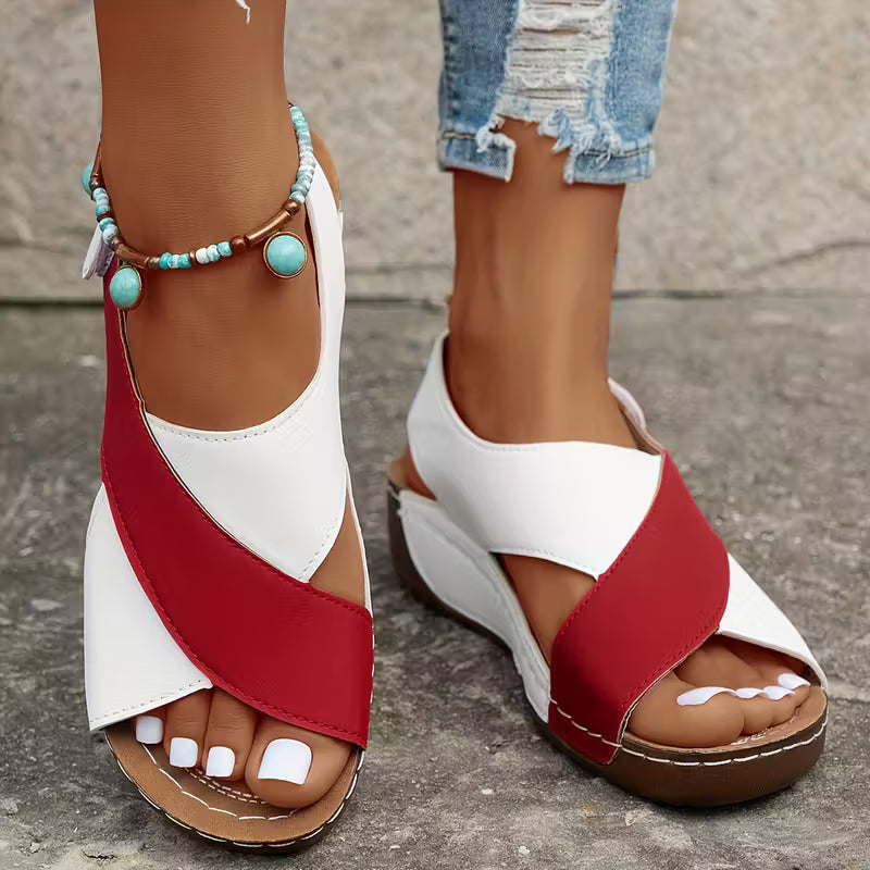 Women's Contrast Color Wedge Sandals,