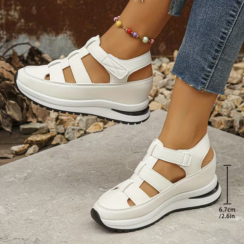 A Pair of Women's Wedge Sandals with Hidden Height Increase
