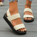 Classic Women'S Wedge Sandals Easy Beige Elastic
