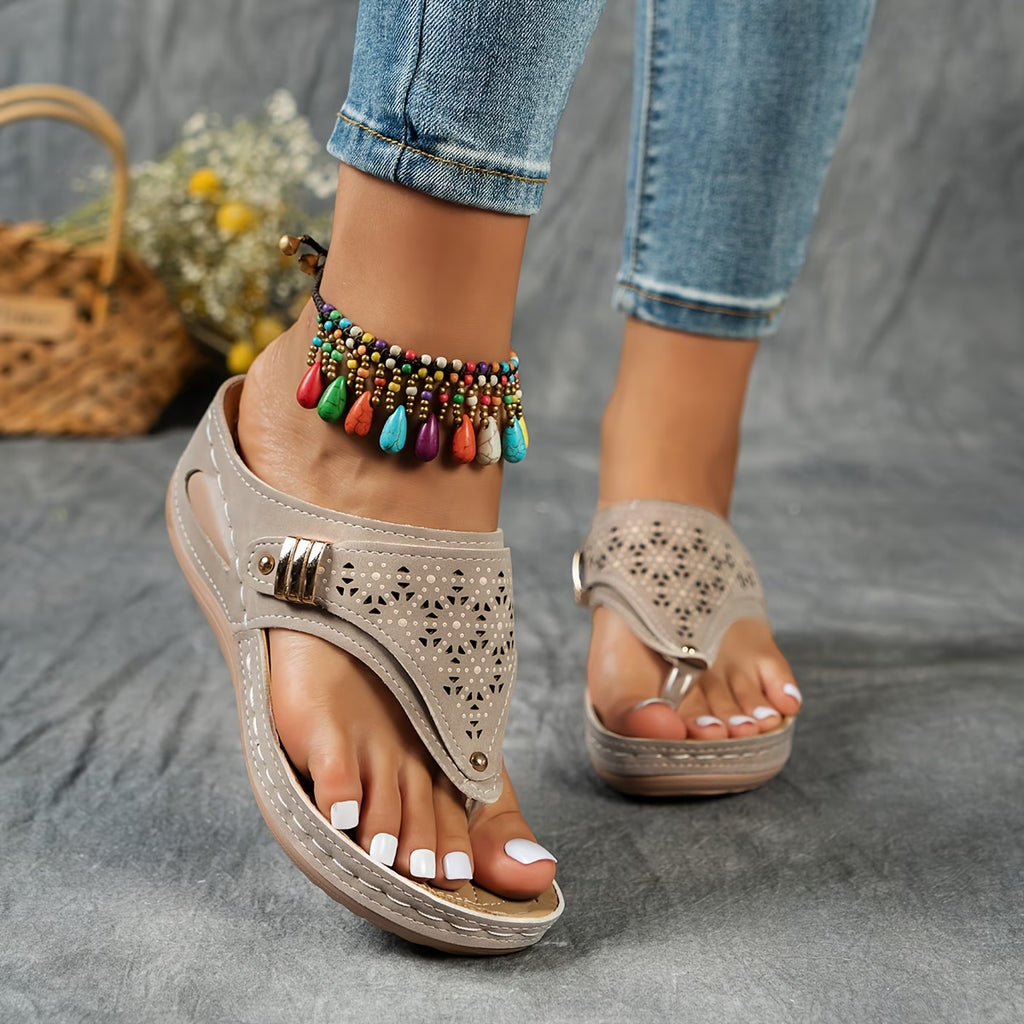 Women'S Fashion Wedge Flip-Flops with Ergonomic