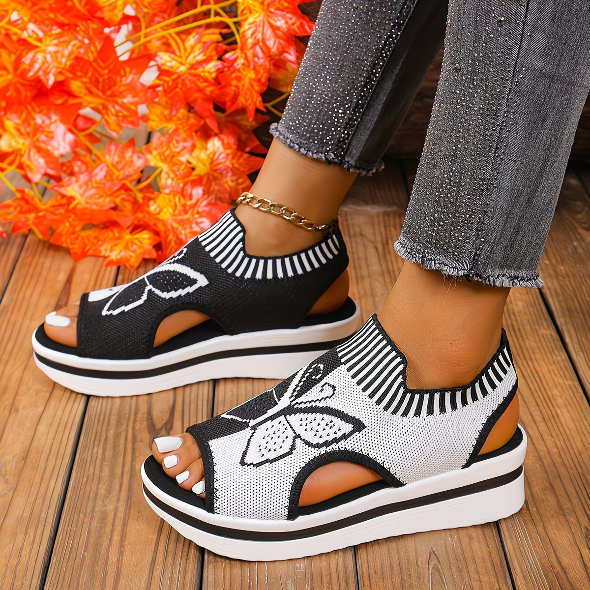 Breathable Knitted Mesh Women'S Casual Sandals