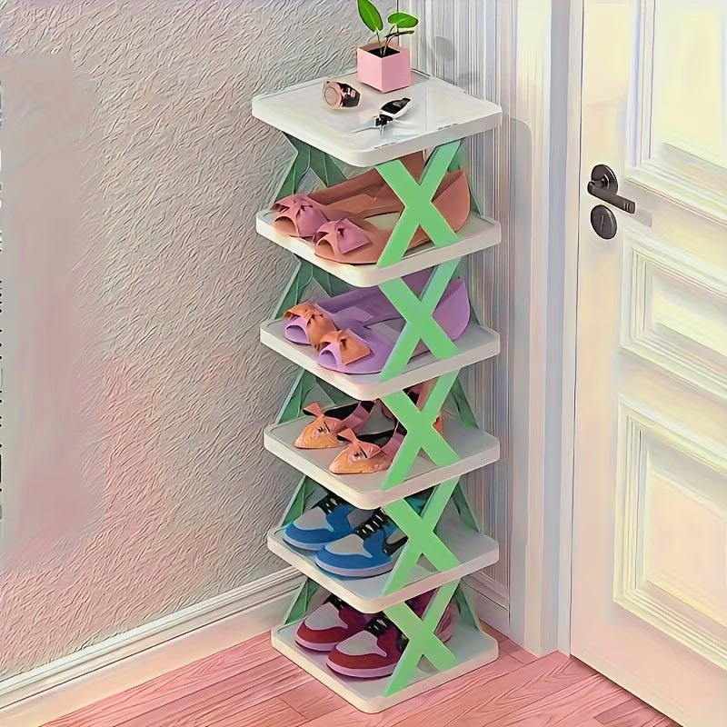 Saving Corner Shoe Rack Organizer Tall Narrow 9-Tier