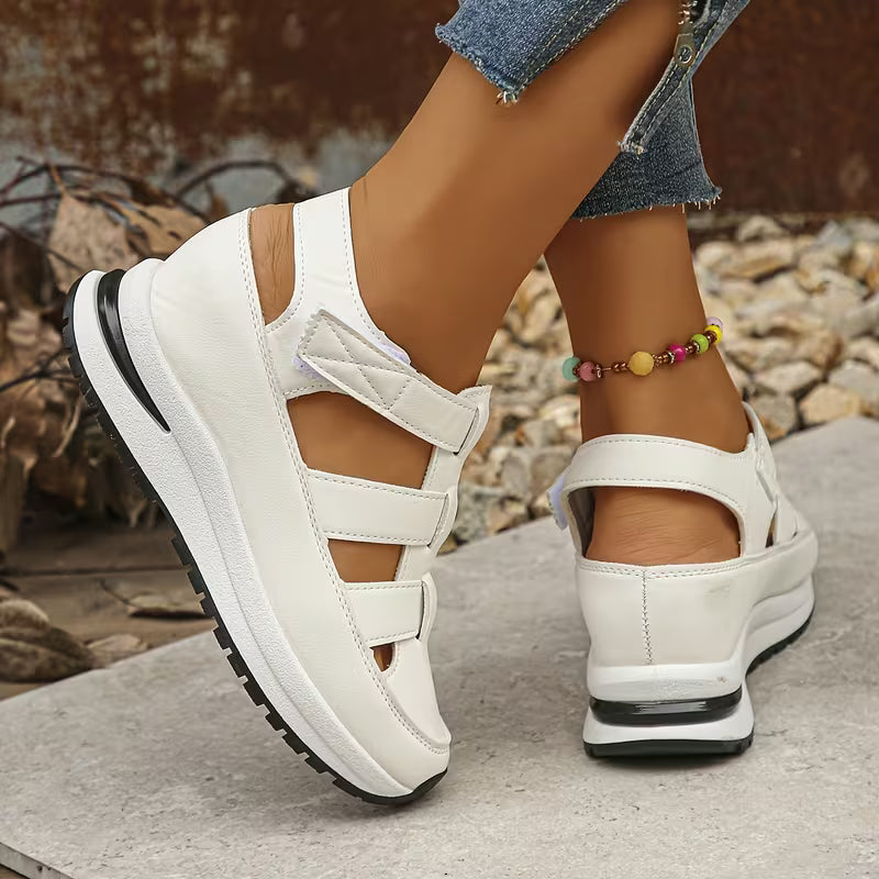 A Pair of Women's Wedge Sandals with Hidden Height Increase