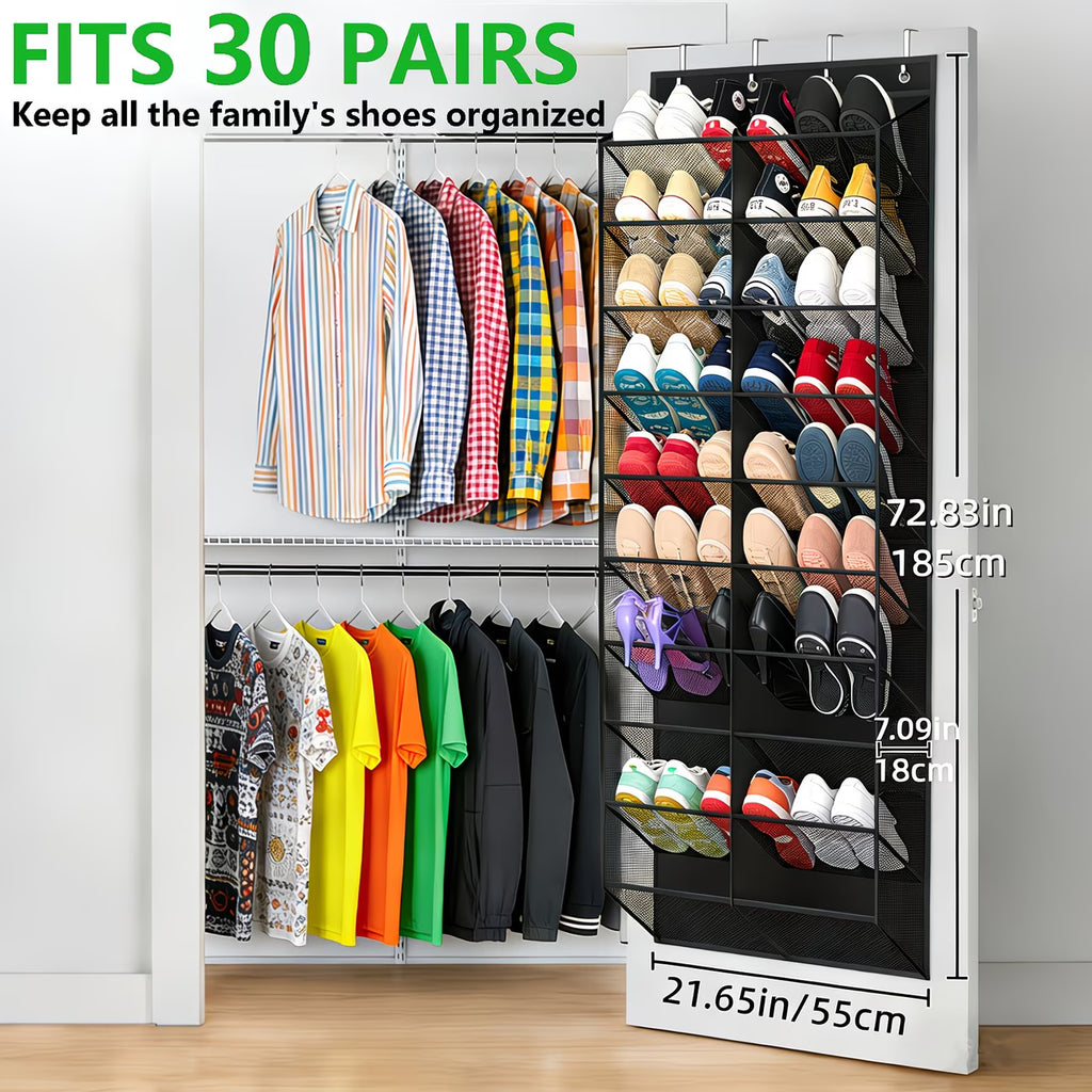 -Door Shoe Organizer with 30 Pairs Capacity