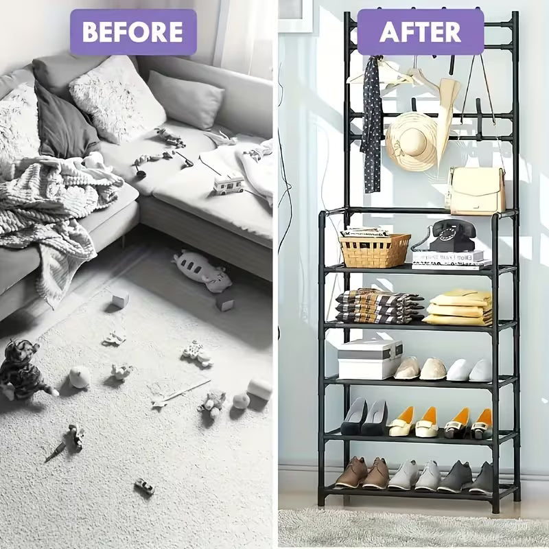 Multifunctional Metal 5 layer Shoe and Hat Storage Rack