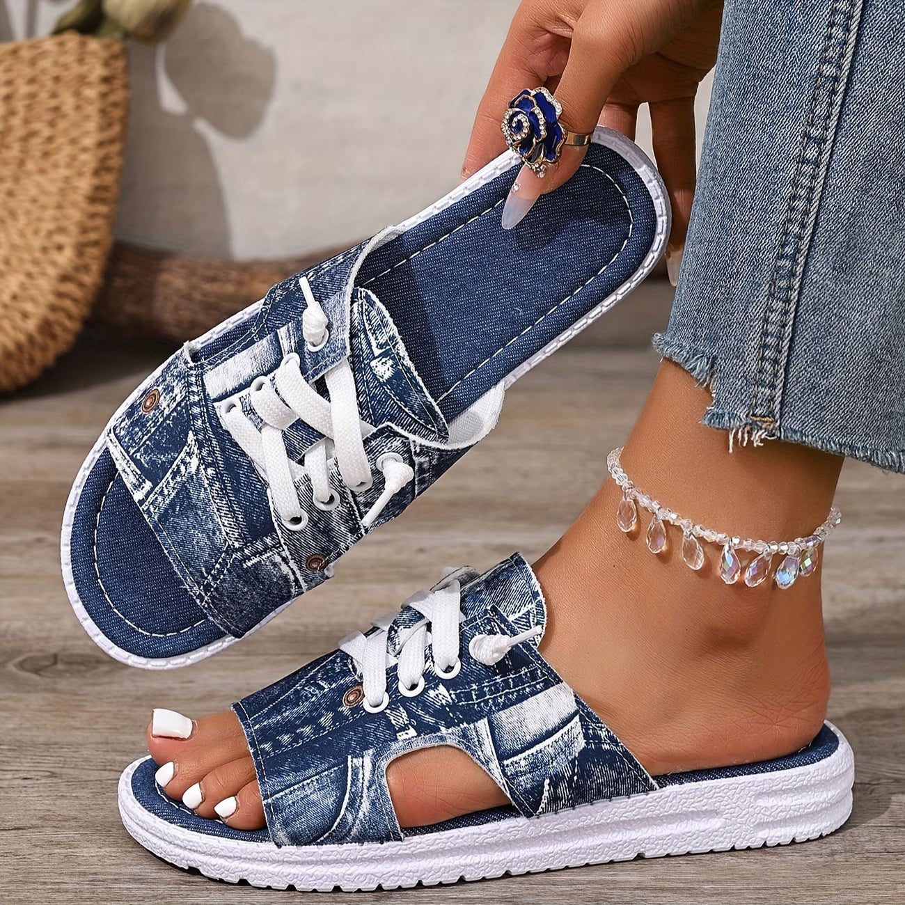 Women's  Geometric Beach Sandals  Slip- Open-Toe
