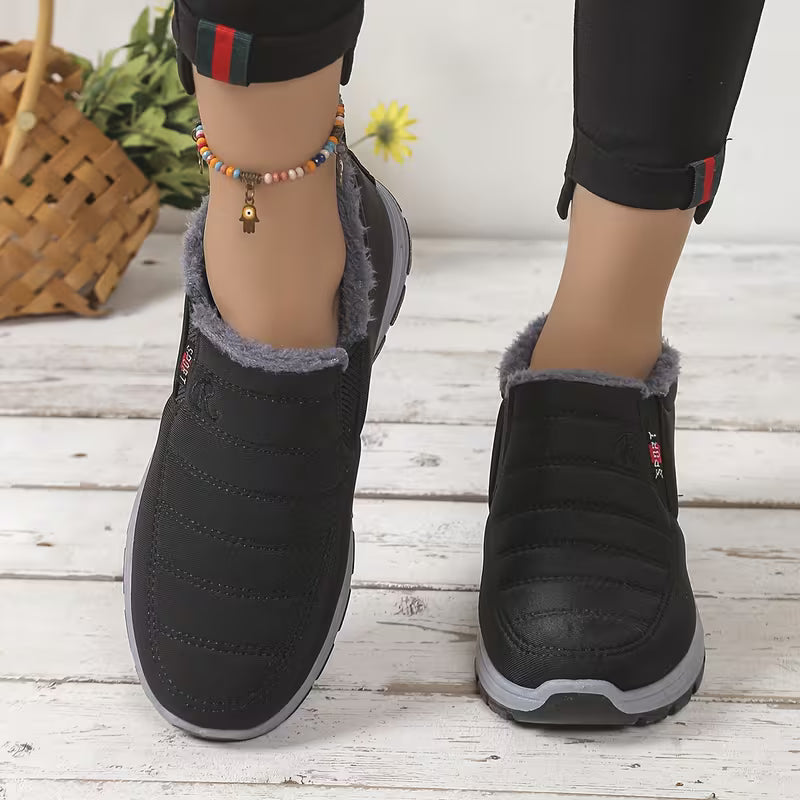 Women's Solid Color Fluffy Boots – Warm &amp; Cozy Winter Ankle Boots