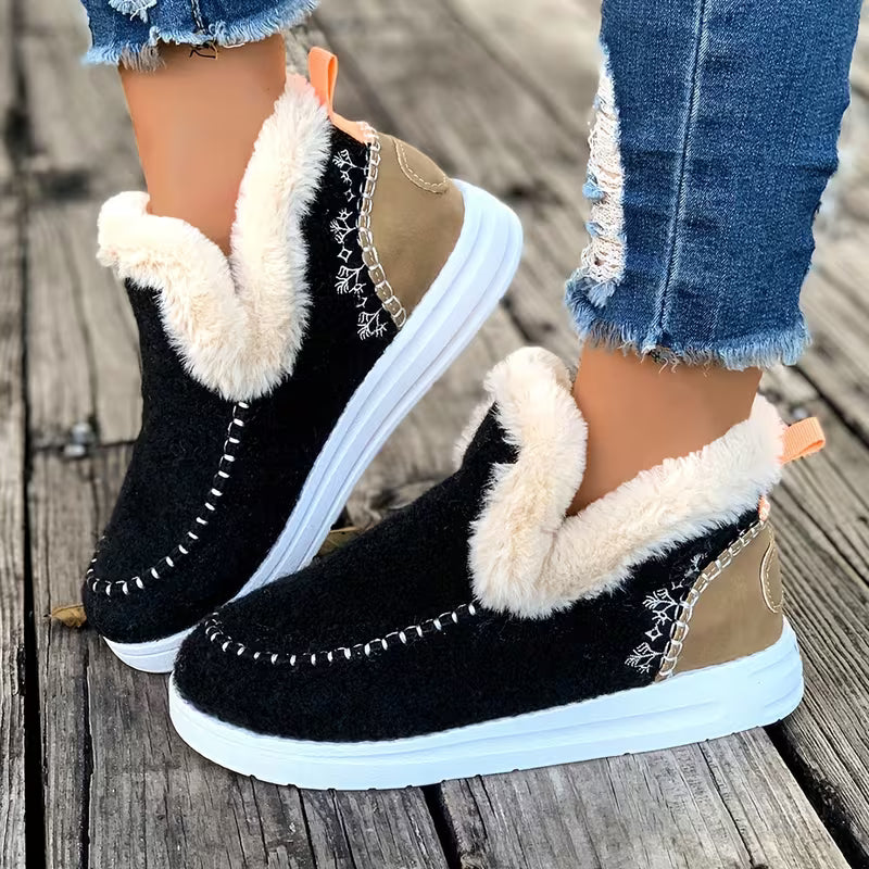Women'S Winter Fleece Ankle Boots, Warm Snow Boots