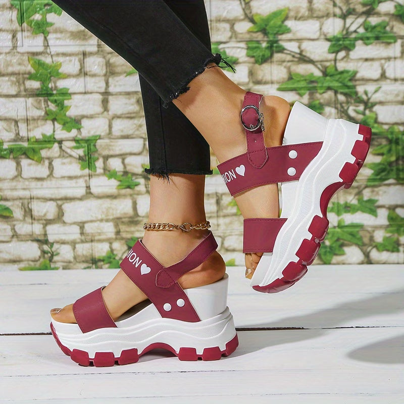 Women's Wedge Heeled Sandals, Platform Open Toe