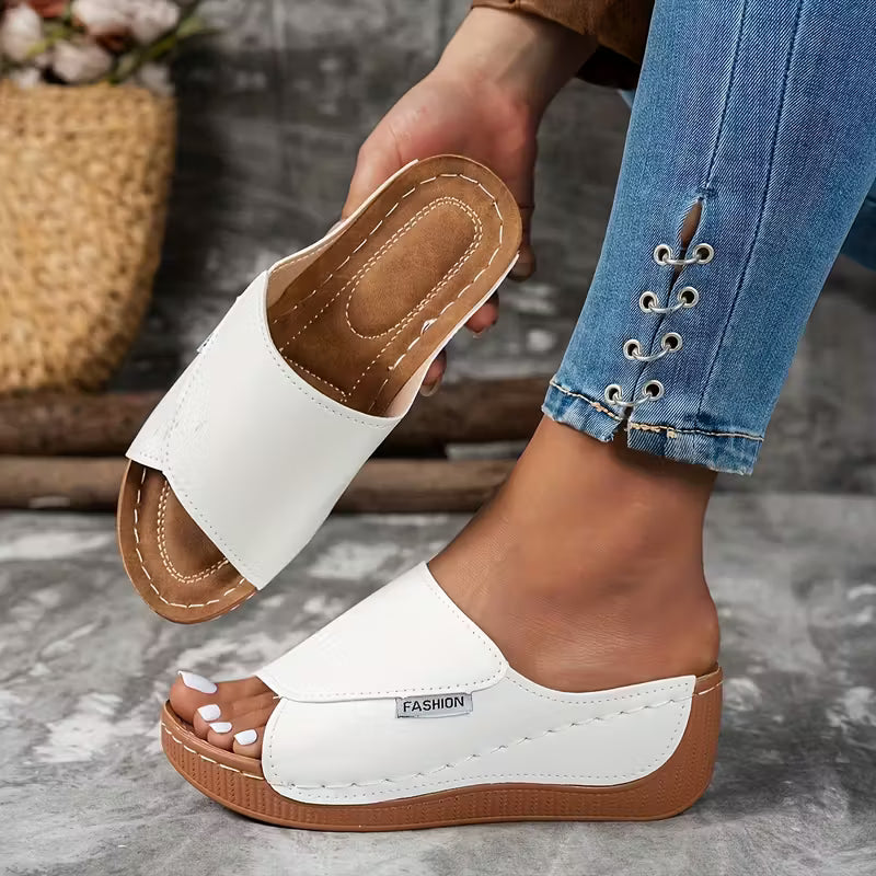 Summer Casual Thick Platform Heel, Comfortable Synthetic