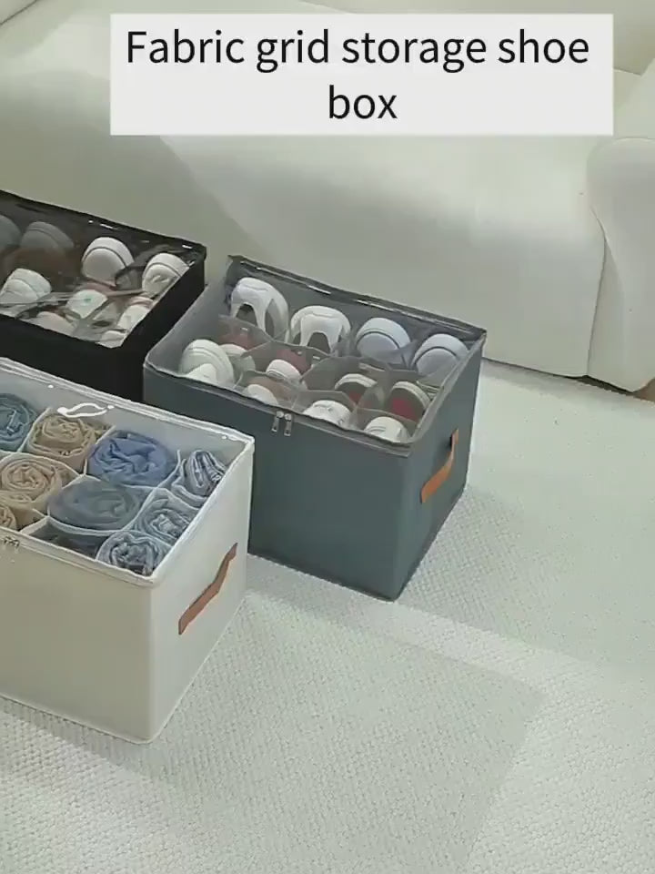 1 pc Foldable Oxford Fabric Shoe Organizer with Lid