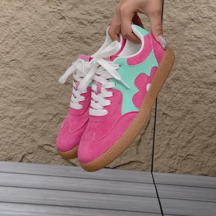 Women's Pink &amp; Mint Green Colorblock Casual Sneakers