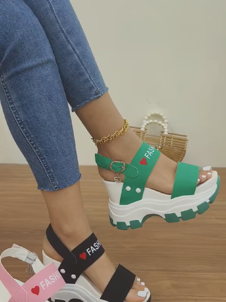 Women's Wedge Heeled Sandals, Platform Open Toe
